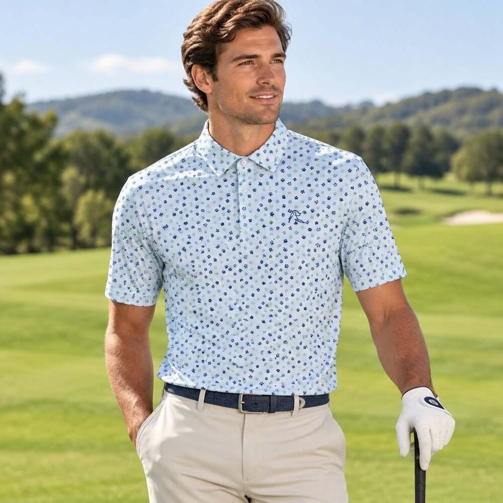 Rhoback Polo Shirt Size M Paw Print Golf Performance
